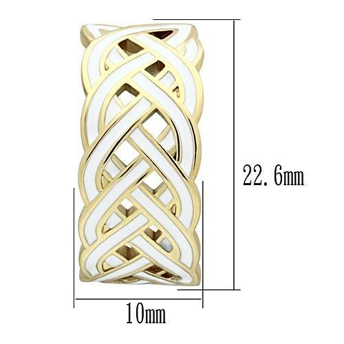 MAGL272 - IP Gold(Ion Plating) Brass Earrings with Epoxy in White