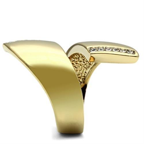 MAGL292 - IP Gold(Ion Plating) Brass Ring with Top Grade Crystal in Clear