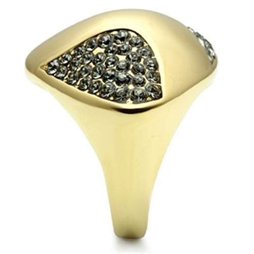 MAGL311 - IP Gold(Ion Plating) Brass Ring with Top Grade Crystal in Black Diamond