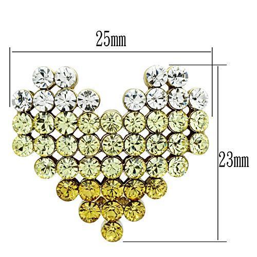 MAGL333 - IP Gold(Ion Plating) Brass Earrings with Top Grade Crystal in Multi Color