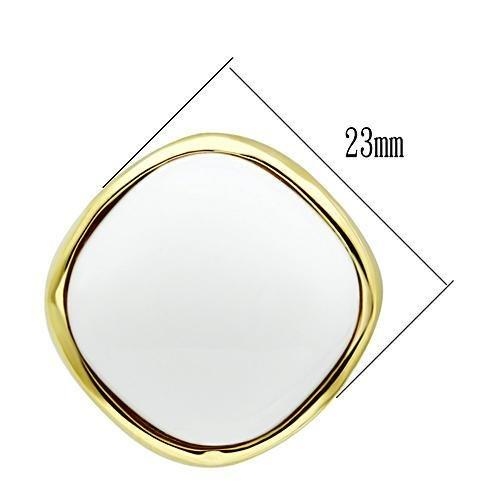 MAGL338 - IP Gold(Ion Plating) Brass Earrings with Synthetic Synthetic Glass in White