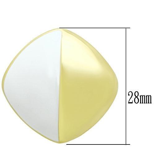 MAGL340 - IP Gold(Ion Plating) Brass Earrings with Epoxy in White