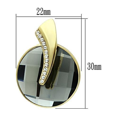 MAGL343 - IP Gold(Ion Plating) Brass Earrings with Synthetic Synthetic Glass in Black Diamond