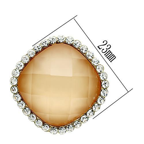 MAGL345 - IP Gold(Ion Plating) Brass Earrings with Synthetic Synthetic Stone in Orange