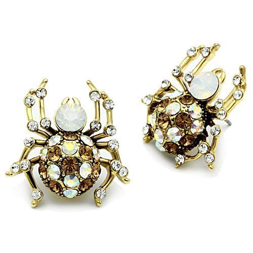 MAGL347 - IP Gold(Ion Plating) Brass Earrings with Top Grade Crystal in Multi Color