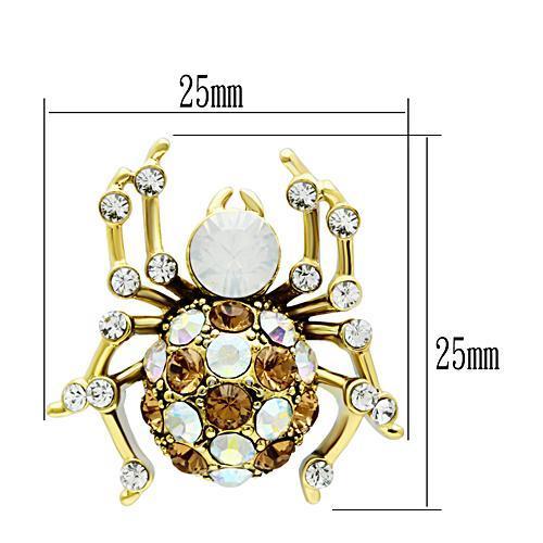 MAGL347 - IP Gold(Ion Plating) Brass Earrings with Top Grade Crystal in Multi Color