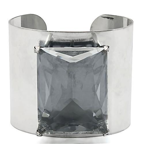 MALO1133 - Antique Silver Brass Bangle with Synthetic Synthetic Glass in Clear