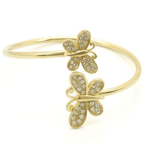 MALO1177 - Gold Brass Bangle with Top Grade Crystal in Clear