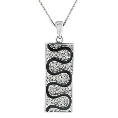 MALO1182 - Rhodium Brass Pendant with Top Grade Crystal in Clear