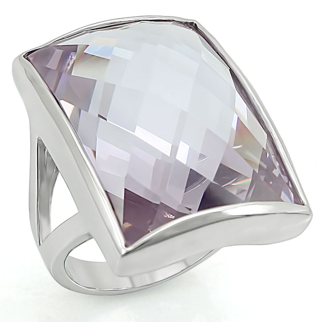 MALO1252 - Rhodium Brass Ring with AAA Grade CZ in Light Amethyst
