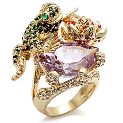 MALO1496 - Imitation Gold Brass Ring with AAA Grade CZ in Light Amethyst