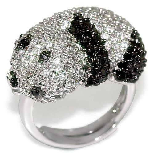 MALO1515 - Rhodium + Ruthenium Brass Ring with AAA Grade CZ in Black Diamond