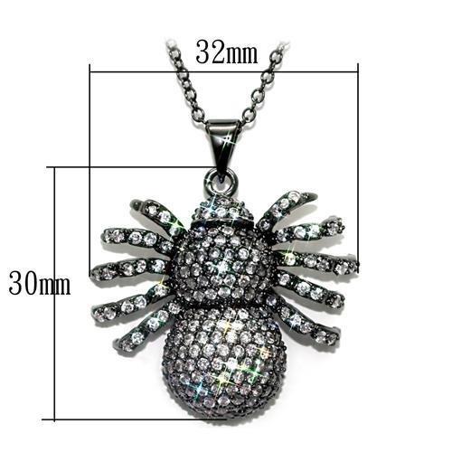 MALO1578 - Ruthenium Brass Chain Pendant with AAA Grade CZ in Clear