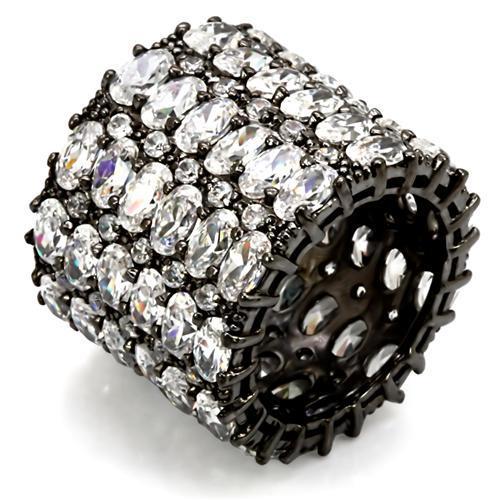 MALO1580 - Ruthenium Brass Ring with AAA Grade CZ in Clear