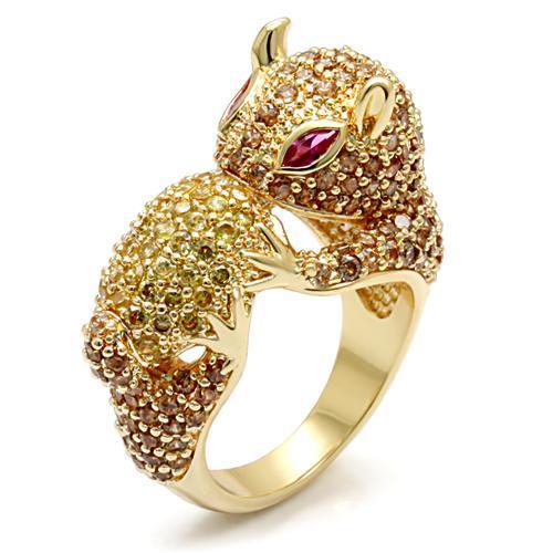 MALO1595 - Imitation Gold Brass Ring with Synthetic Garnet in Ruby