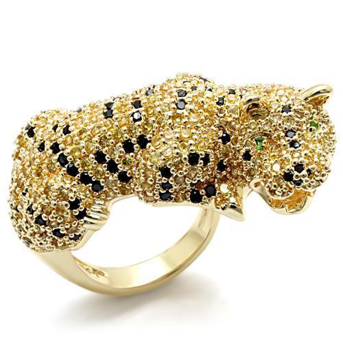 MALO1606 - Imitation Gold Brass Ring with Synthetic Synthetic Glass in Emerald