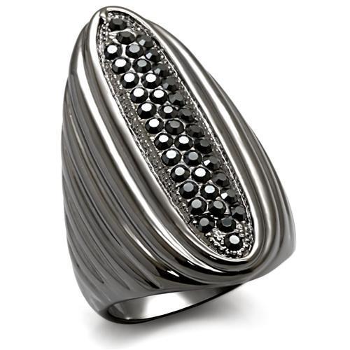 MALO1628 - TIN Cobalt Black Brass Ring with Top Grade Crystal in Jet