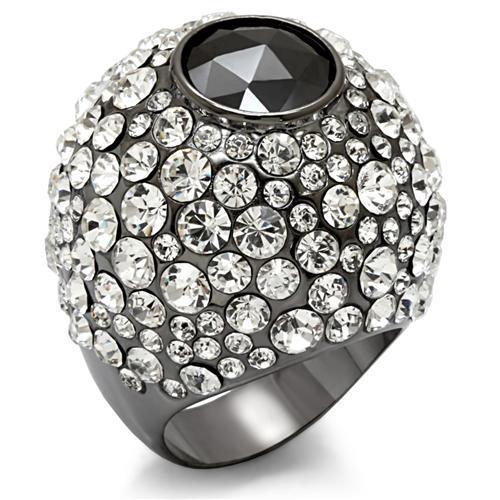 MALO1629 - TIN Cobalt Black Brass Ring with AAA Grade CZ in Black Diamond