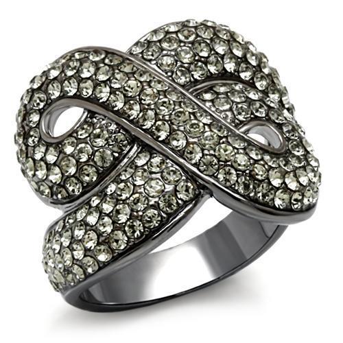 MALO1634 - TIN Cobalt Black Brass Ring with Top Grade Crystal in Black Diamond