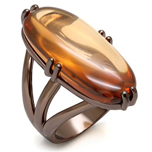 MALO1648 - Chocolate Gold Brass Ring with AAA Grade CZ in Champagne