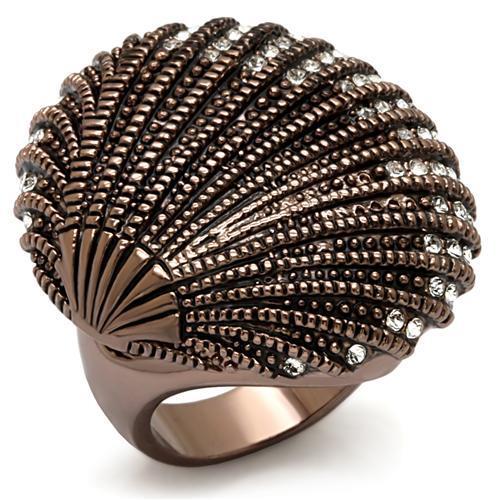 MALO1651 - Chocolate Gold Brass Ring with Top Grade Crystal in Clear