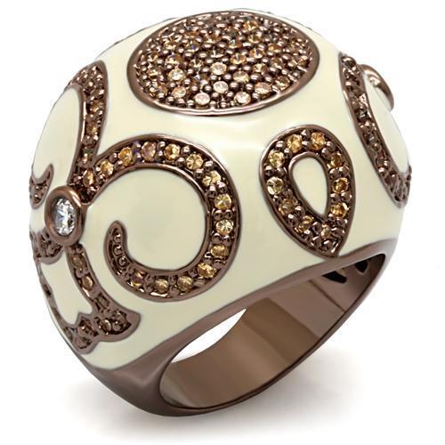 MALO1656 - Chocolate Gold Brass Ring with AAA Grade CZ in Champagne