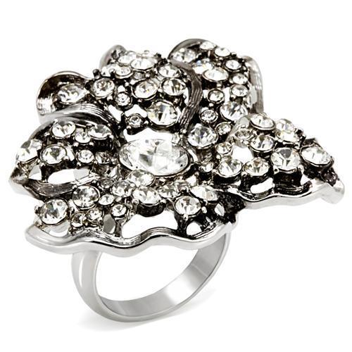 MALO1829 - Imitation Rhodium Brass Ring with Top Grade Crystal in Clear