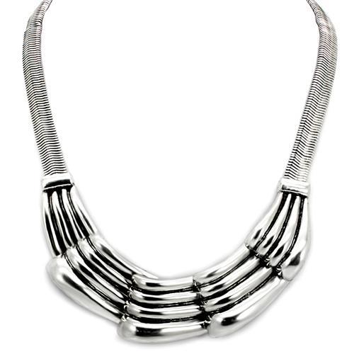 MALO1886 - Antique Silver White Metal Necklace with No Stone