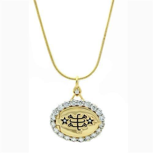 MALO1943 - Gold+Rhodium Brass Chain Pendant with AAA Grade CZ in Clear