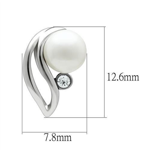 MALO1977 - Rhodium White Metal Earrings with Synthetic Pearl in White