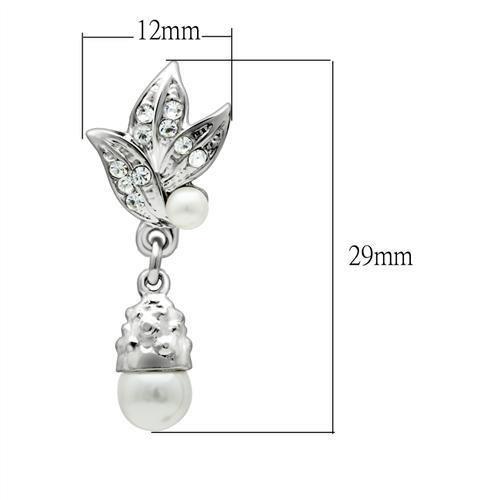MALO1992 - Rhodium White Metal Earrings with Synthetic Pearl in White