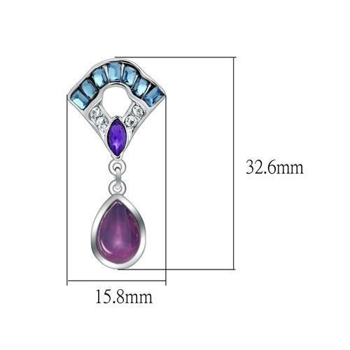 MALO1993 - Rhodium White Metal Earrings with Top Grade Crystal in Multi Color