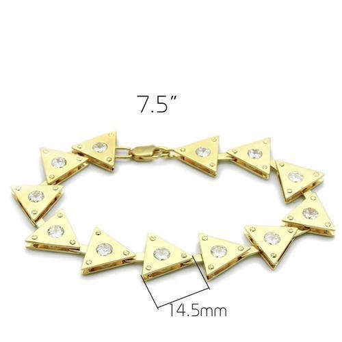 MALO2012 - Matte Gold & Gold Brass Bracelet with AAA Grade CZ in Clear