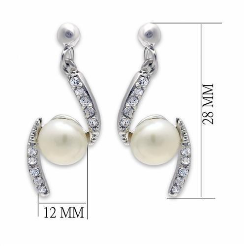 MALO2044 Rhodium Brass Earrings with Synthetic in White