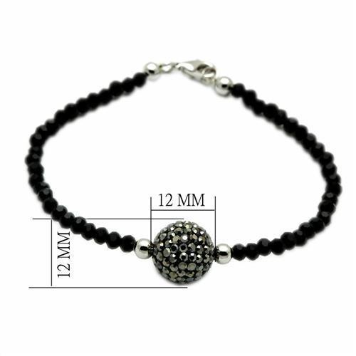 MALO2048 - Rhodium + Ruthenium Brass Bracelet with Top Grade Crystal in Jet
