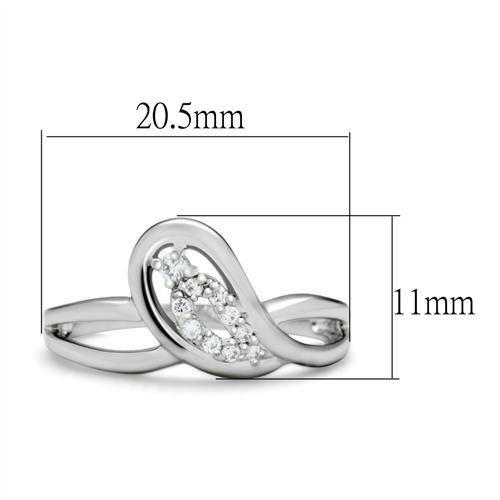 MALO2051 - Rhodium Brass Ring with AAA Grade CZ in Clear