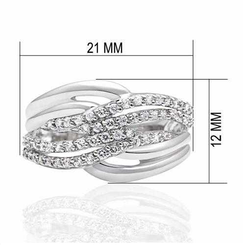 MALO2054 - Rhodium Brass Ring with AAA Grade CZ in Clear