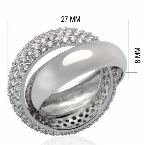 MALO2055 - Rhodium Brass Ring with AAA Grade CZ in Clear