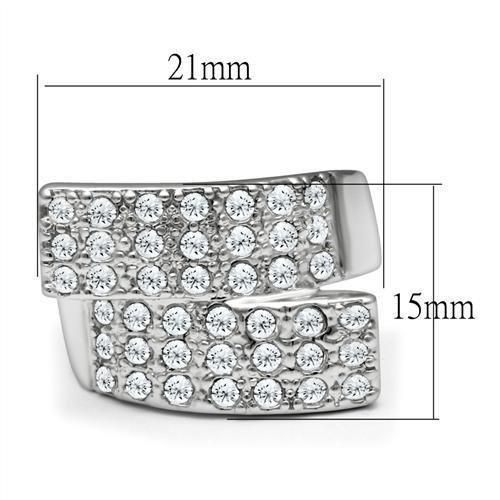 MALO2095 - Rhodium Brass Ring with Top Grade Crystal in Clear