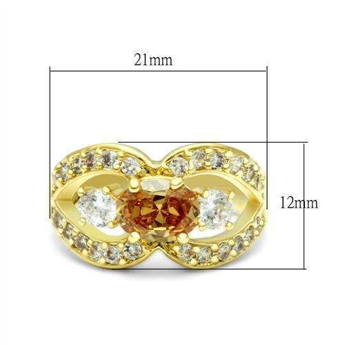 MALO2099 - Gold Brass Ring with AAA Grade CZ in Champagne