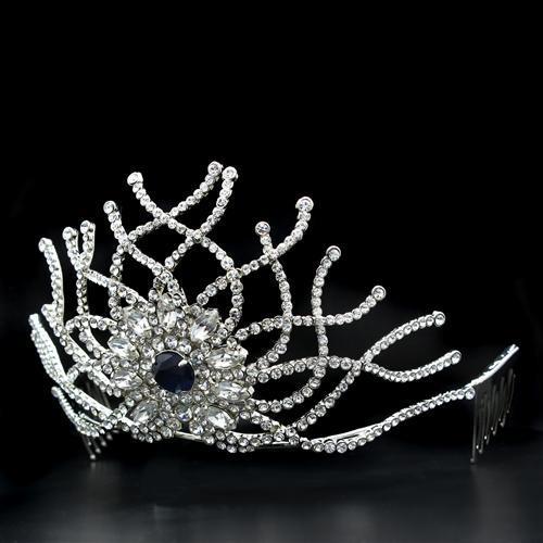 MALO2111 - Imitation Rhodium Brass Tiaras & Hair Clip with Top Grade Crystal in Montana