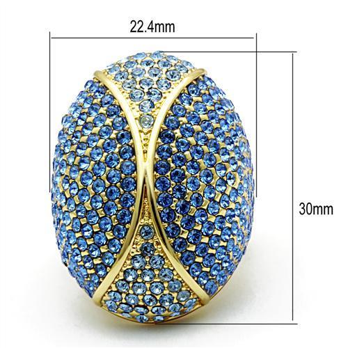 MALO2188 - Flash Gold Brass Ring with Top Grade Crystal in Multi Color