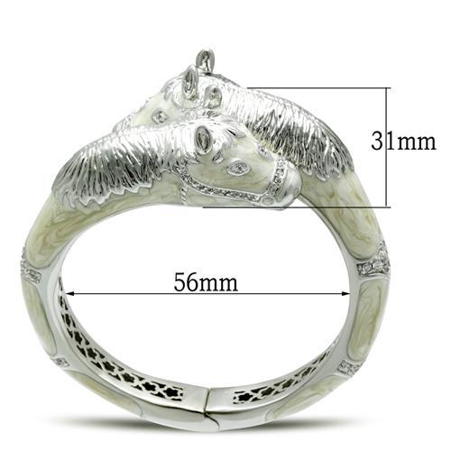 MALO2266 - Rhodium Brass Bangle with AAA Grade CZ in Clear