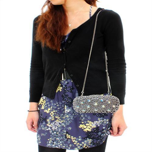 MALO2364 - Imitation Rhodium White Metal Clutch with Top Grade Crystal in White