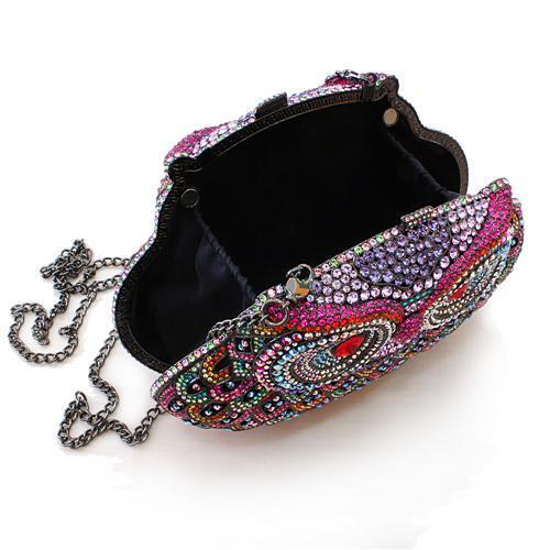 MALO2368 - Ruthenium White Metal Clutch with Top Grade Crystal in Multi Color