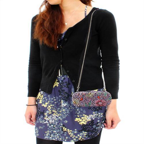 MALO2374 - Ruthenium White Metal Clutch with Top Grade Crystal in Multi Color