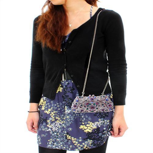 MALO2379 - Imitation Rhodium White Metal Clutch with Top Grade Crystal in Multi Color