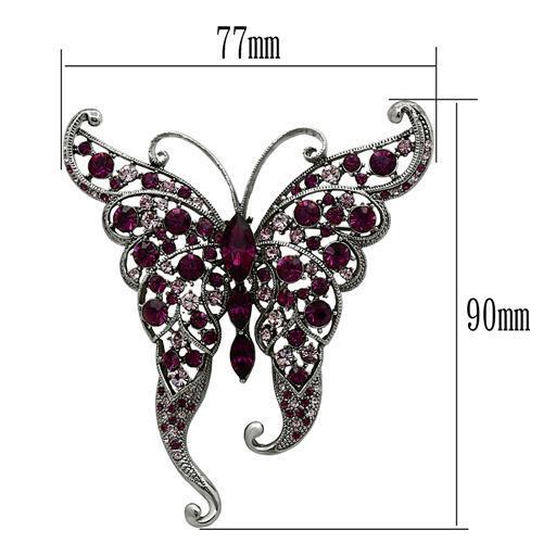 MALO2396 - Imitation Rhodium White Metal Brooches with Top Grade Crystal in Multi Color