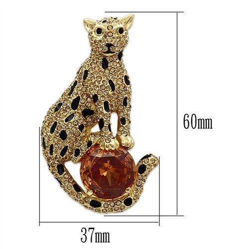 MALO2399 - Gold White Metal Brooches with AAA Grade CZ in Champagne