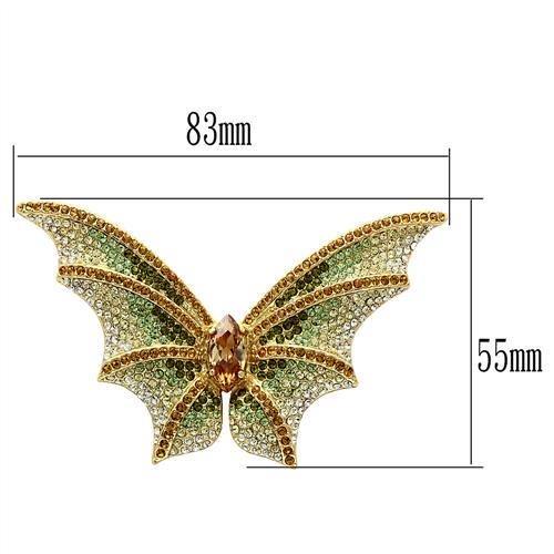 MALO2400 - Gold White Metal Brooches with Top Grade Crystal in Multi Color
